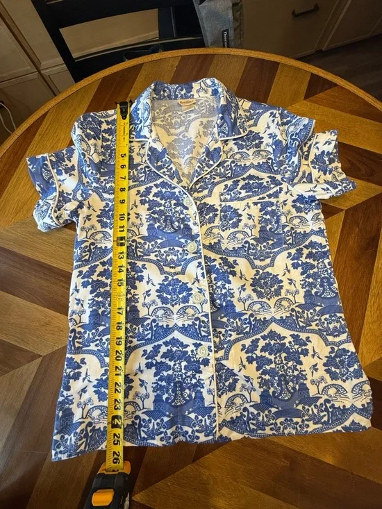 BedHead Made in Glamorous Los Angeles Blue & Cream Floral Toile Pajama Set FLAW - Picture 10 of 14